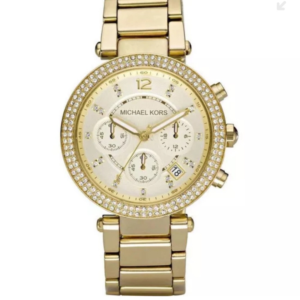 Michael Kors Gold Chronograph Watch with Crystal Accents